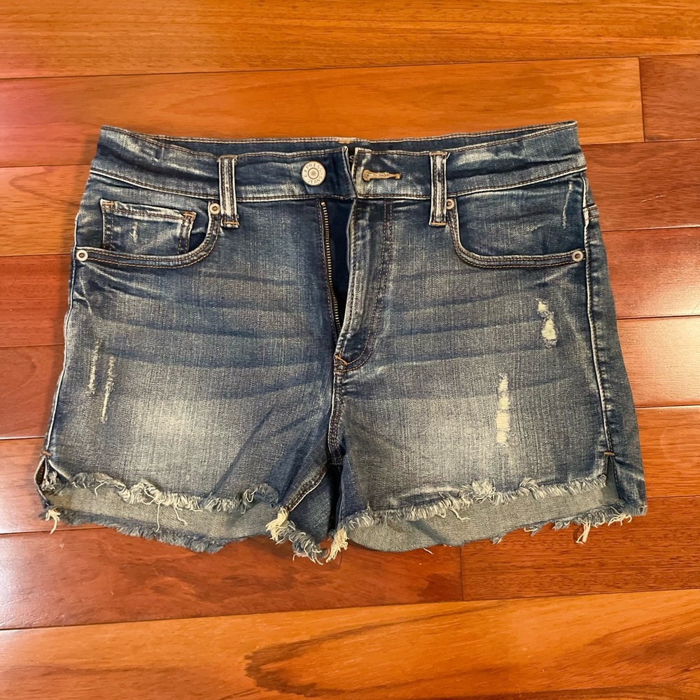 Express Blue Distressed Jean Shorts